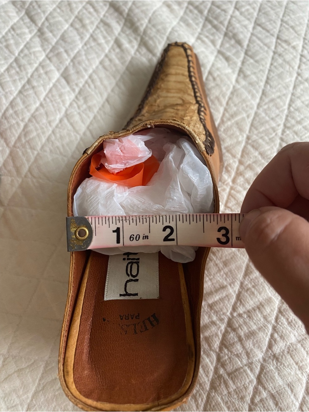 Vintage Western Tan Leather Block Heel Mules Cowgirl Desert Rodeo Exotic Size 35 - Picture 15 of 15